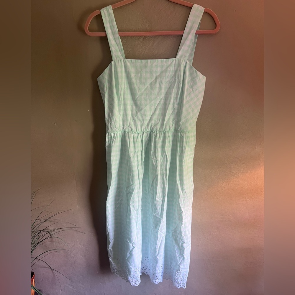 Draper James Light Green Gingham Dress